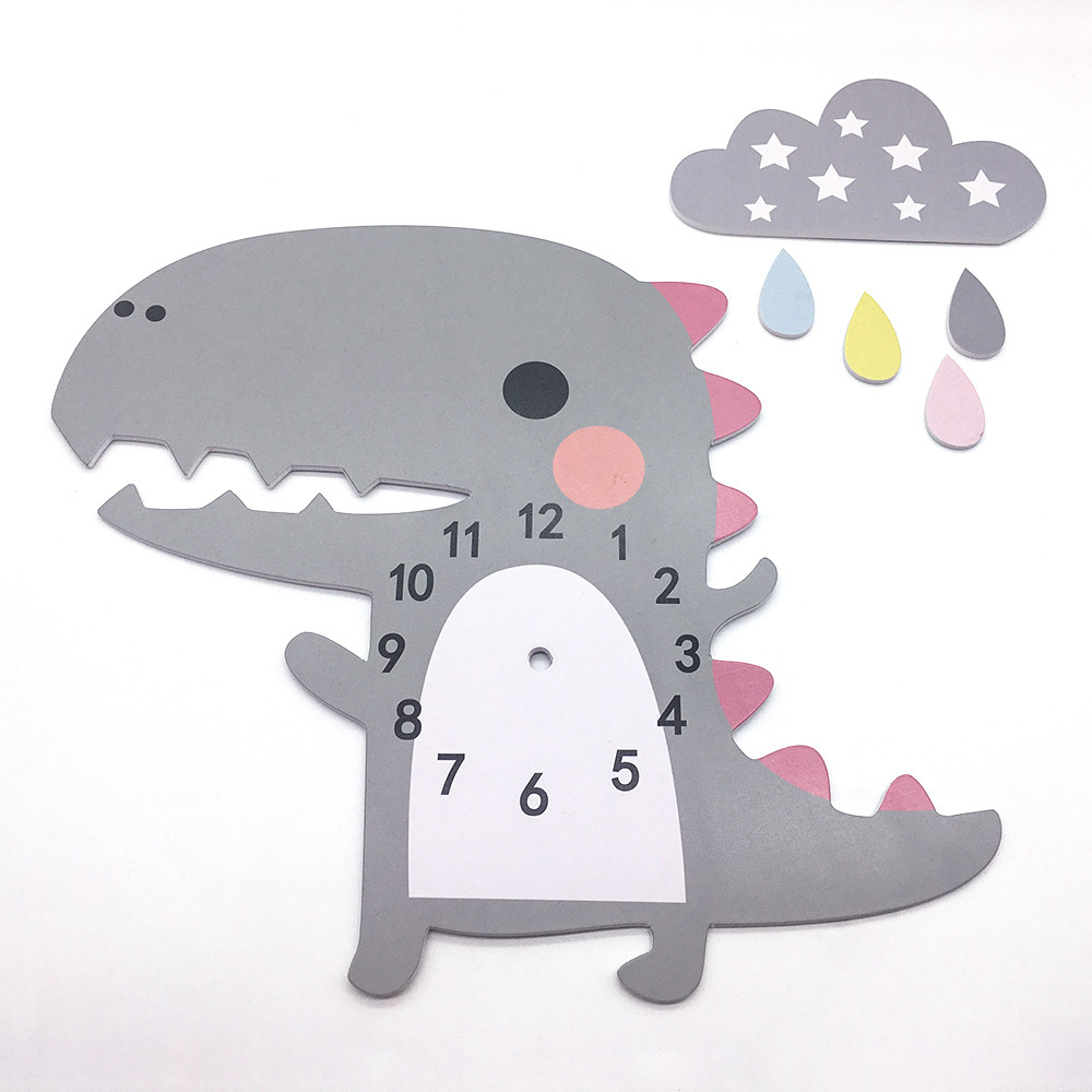 funlife儿童卡通动物diy静音挂钟 新款恐龙diy墙钟厂家批发swc011