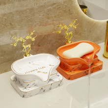 轻奢香皂盒肥皂盒沥水置物架摆件免打孔化妆室家用陶瓷肥皂碟