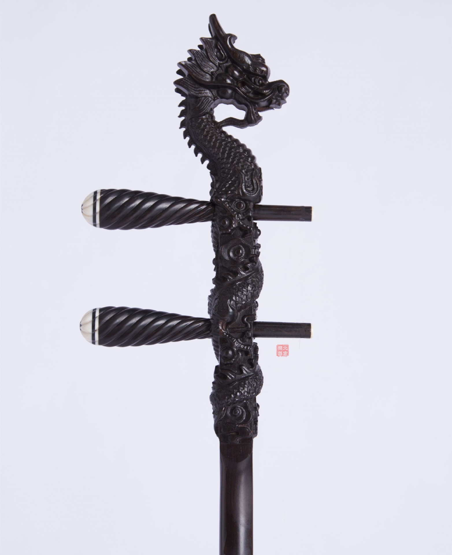 黑檀紫檀龙头二胡杆子越胡琴杆红花梨弯头高胡大筒杆抛光带琴轴