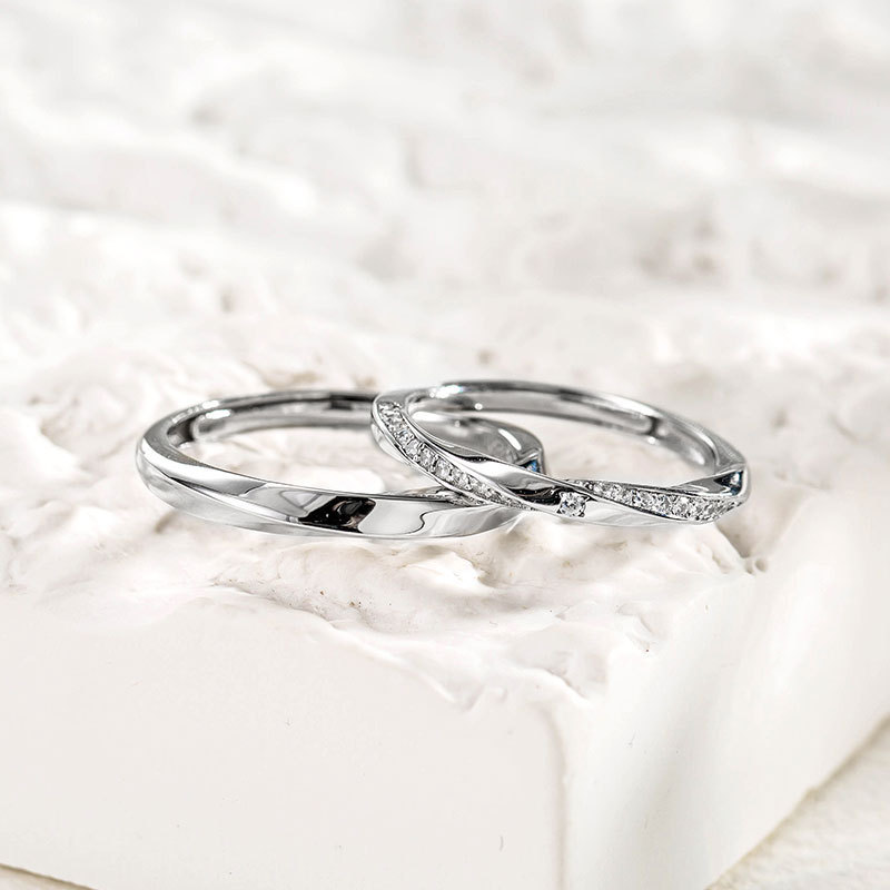 莫比乌斯环情侣戒指s925纯银轻奢百搭款七夕情人节送女友男女对戒