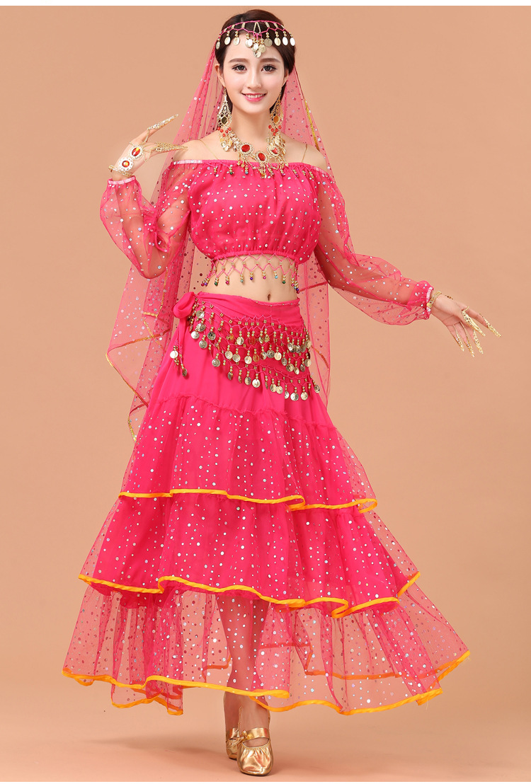 成人印度舞演出服女性感肚皮舞服装新款套装民族舞蹈裙舞台表演服