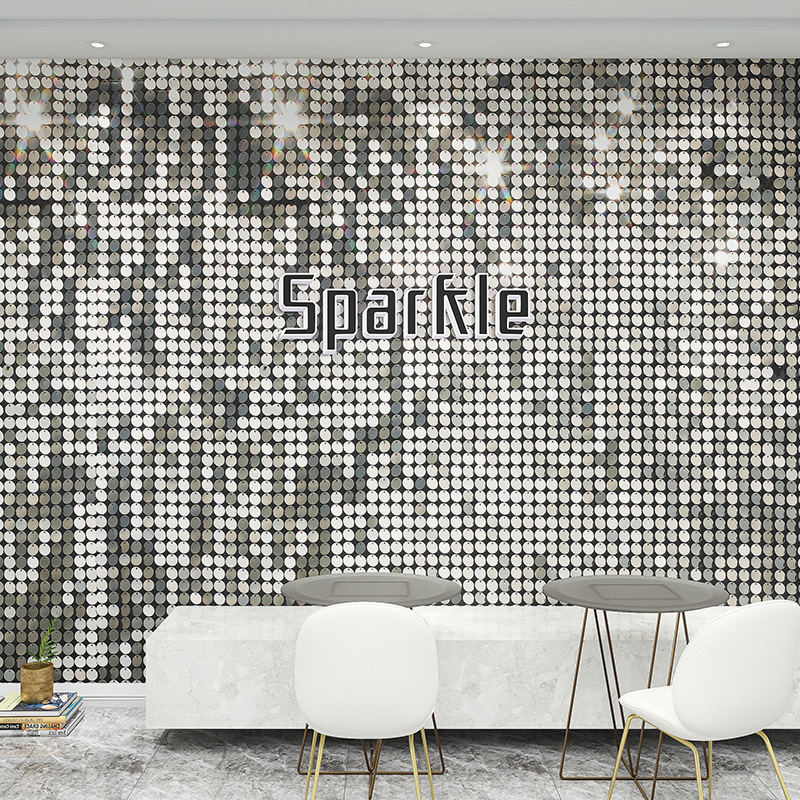 3d炫彩格子亮片墙纸ktv酒吧网红餐厅打卡背景直播拍照背景墙壁纸