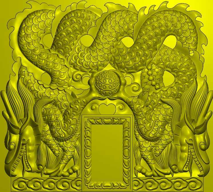 碑头精雕图jpg双龙头碑龙凤碑功德碑bmp浮雕图墓碑图灰度图 f4359