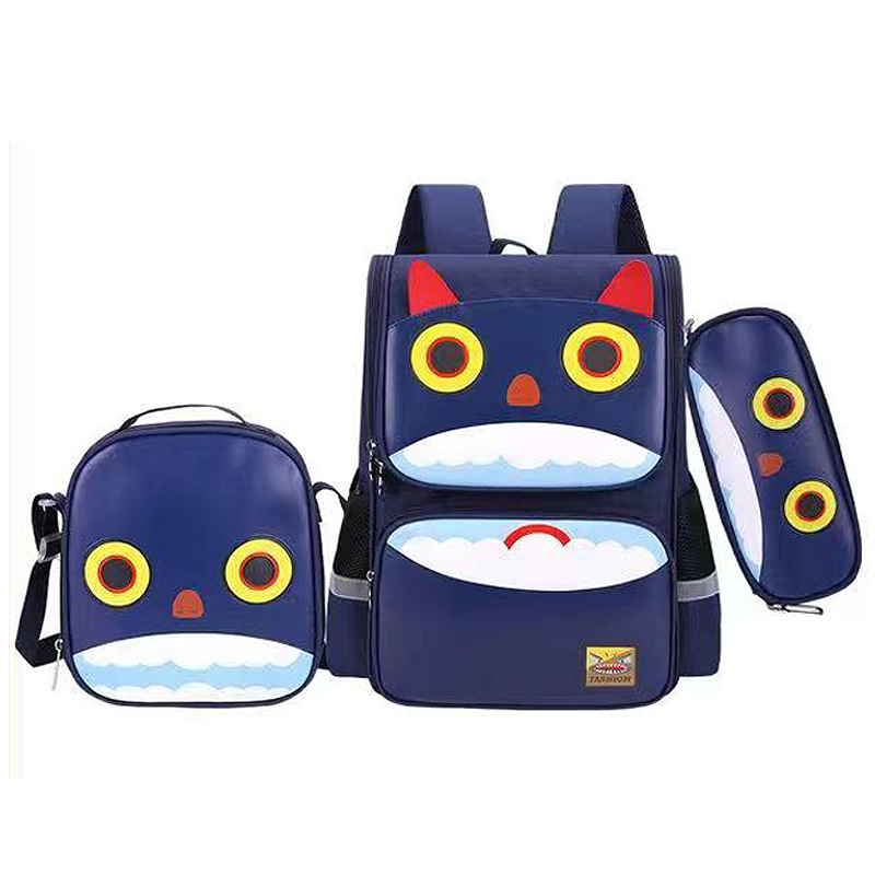 Fashion Three-Piece Set Student Schoolbag Boys and Girls Cross-Border Shoulder Large Capacity Spine Protection Backpack