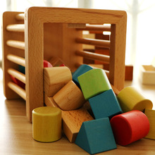 儿童益智25粒全榉木积木智力盒玩具拼搭大颗粒积木游戏厂家批发