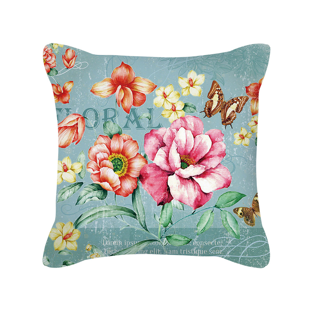 Amazon New Nordic Household Supplies Flowers Bloom and Wealth Pillow Cover Retro Style Car Sofa Cushion Lumbar Cushion Cover