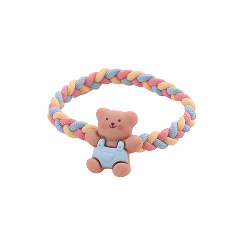 Cute Cartoon Colorful Braided Headband Female Hair-Binding Ponytail Small Rubber Band Hair Rope Highly Elastic Rubber Band Hair Ring Headdress