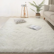 白色地毯卧室坐垫拍照纯色ins风长毛毛绒毛毯地垫客厅飘窗床边毯