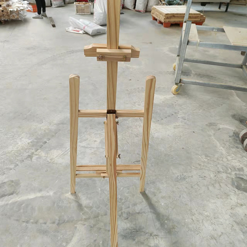 美术实木画架批发 画板落地木质画架后撑式升降展示架松木画架批