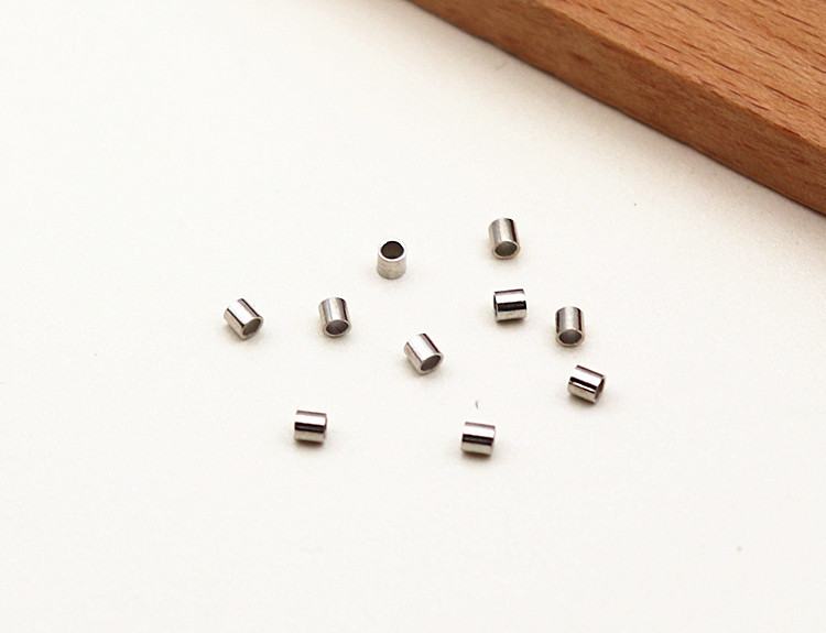 定位管纯银s925小配件diy银管自制项链接头收尾管埋线2mm隔珠锁扣