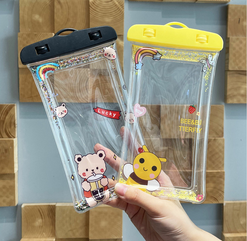 Cute Cartoon Mobile Phone Waterproof Bag Quicksand Airbag Floating Waterproof Cover Touch Screen Drifting Swimming Water Splashing Festival