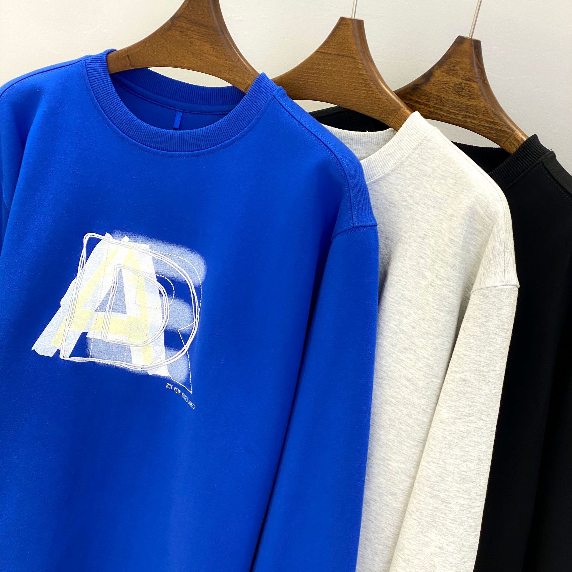 ader潮牌卫衣重叠字母长袖重影刺绣印花宽松韩版休闲情侣套头衫