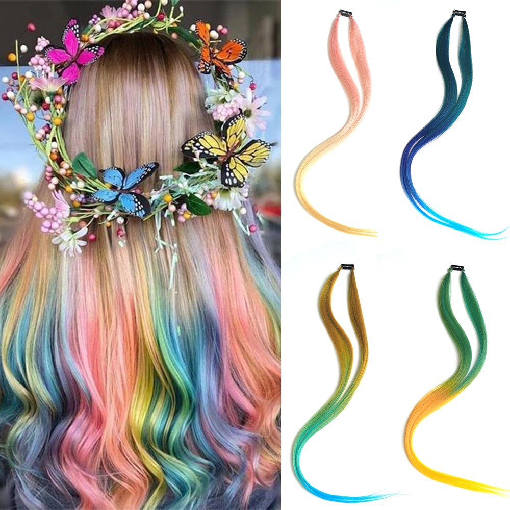 5成交0pcs跨境接发钳子编发镭射七彩丝接发套装 pet金丝彩色假发片