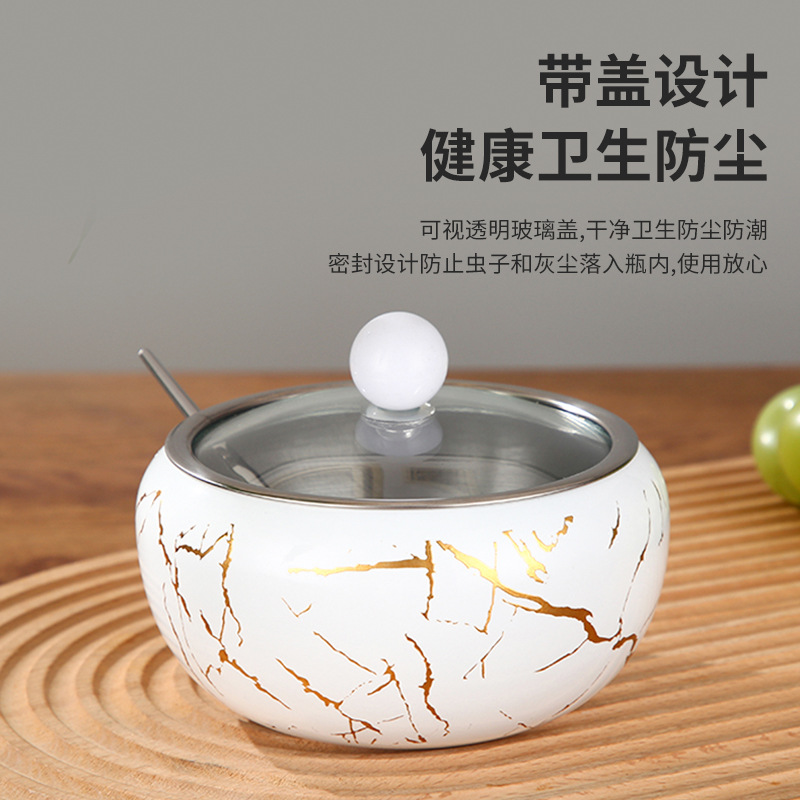 Export Wholesale Stainless Steel Seasoning Jar Glass Visual Seasoning Jar Household Kitchen Seasoning Jar Seasoning Jar