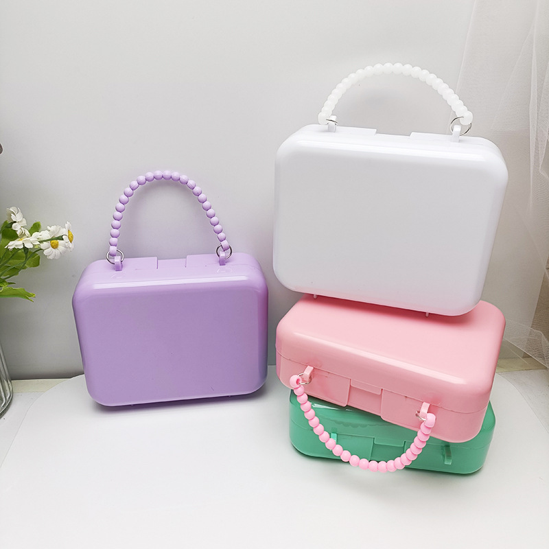 New Solid Color Sweet Small Square Handbag Children's Handmade DIY Main Body Jewelry Storage Jewelry Bag