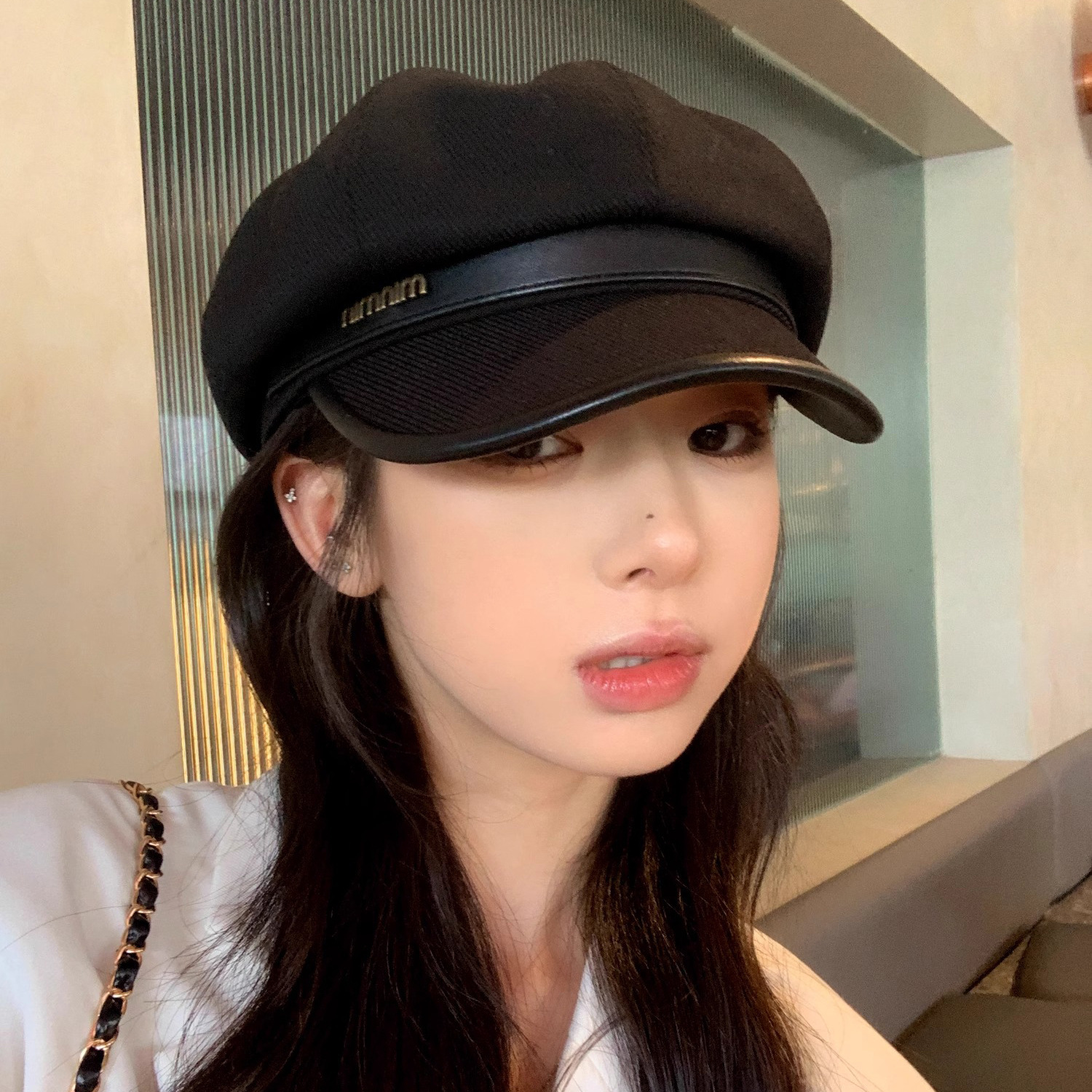 法式画家贝雷帽子大头围秋冬赫本风女黑色显脸小云朵八角帽潮批发