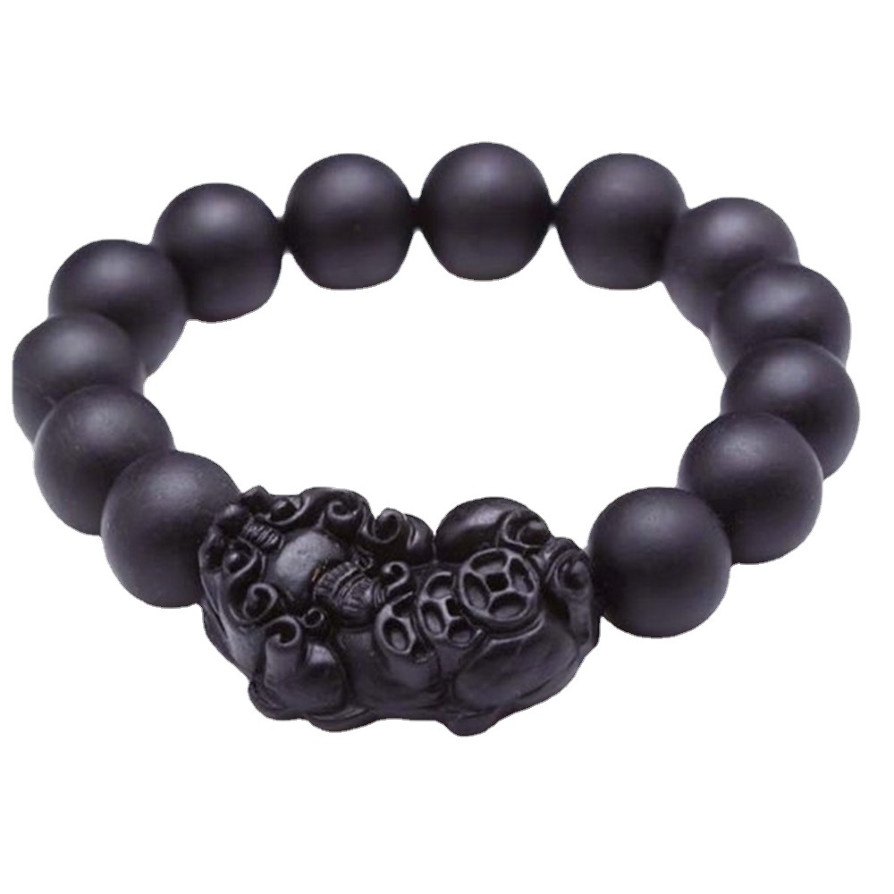厂家批发砭石手链貔貅手链黑砭石手串男女
