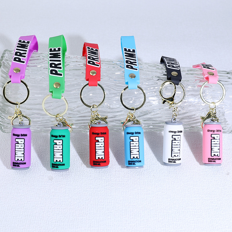 Creative Primedrink Beverage Bottle Keychain Pendant Silicone Bottle-Shaped Couple Bags Car Pendant Small Gift