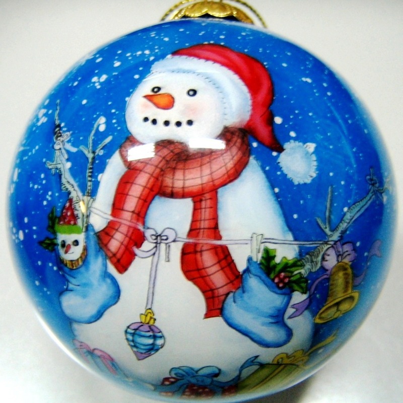 订制手绘内画圣诞球彩绘玻璃球圣诞礼品圣诞树饰品球圣诞礼品球