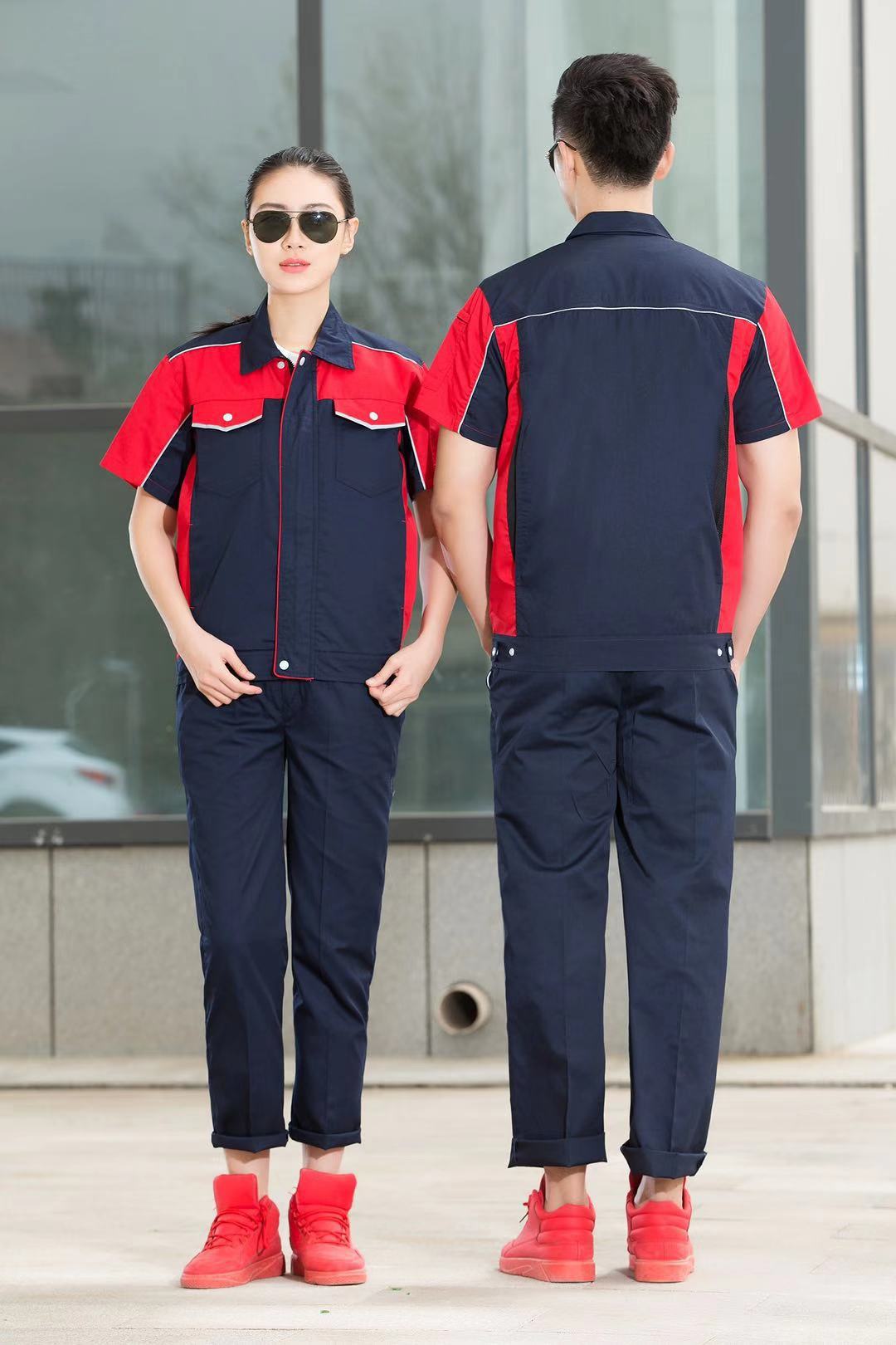 工作服定做夏季短袖工装工作服车间员工工程维修劳保服定制印logo