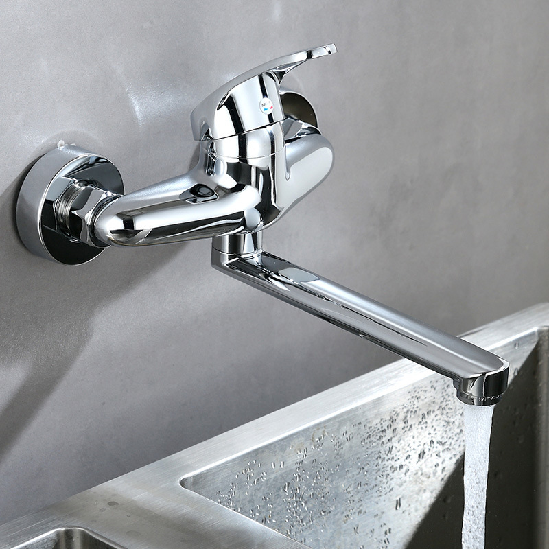 全铜体厨房入墙式水龙头冷热洗菜盆水槽洗衣阳台洗碗池混水阀加长