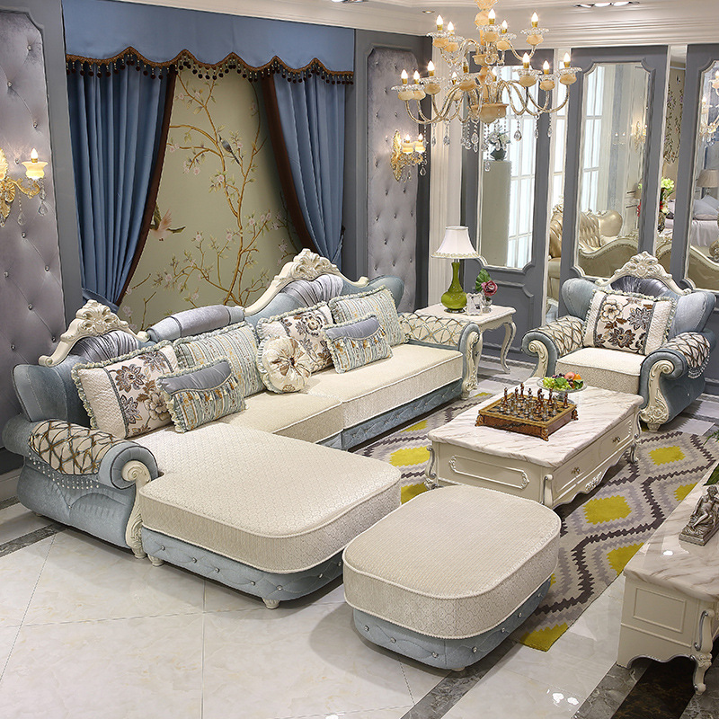 欧式沙发奢华组合布艺客厅小户型贵妃转角简欧风格法豪华宫廷