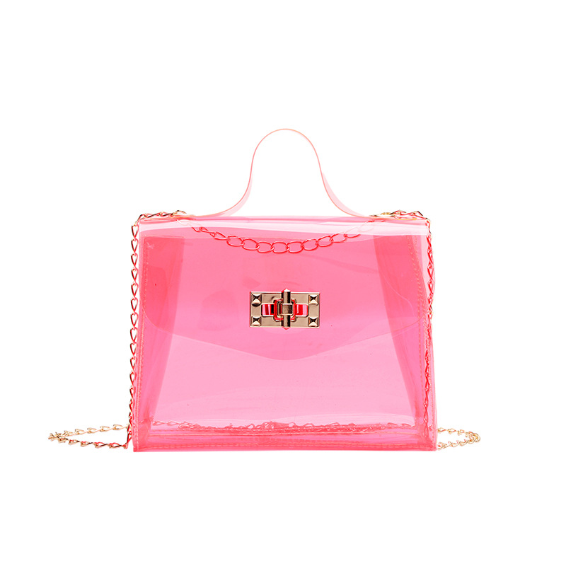 One Piece Dropshipping Sweet Cute Transparent Jelly Pack 2022 New Summer Personality Chain Women's Bag Fresh Fashion Small Square Bag