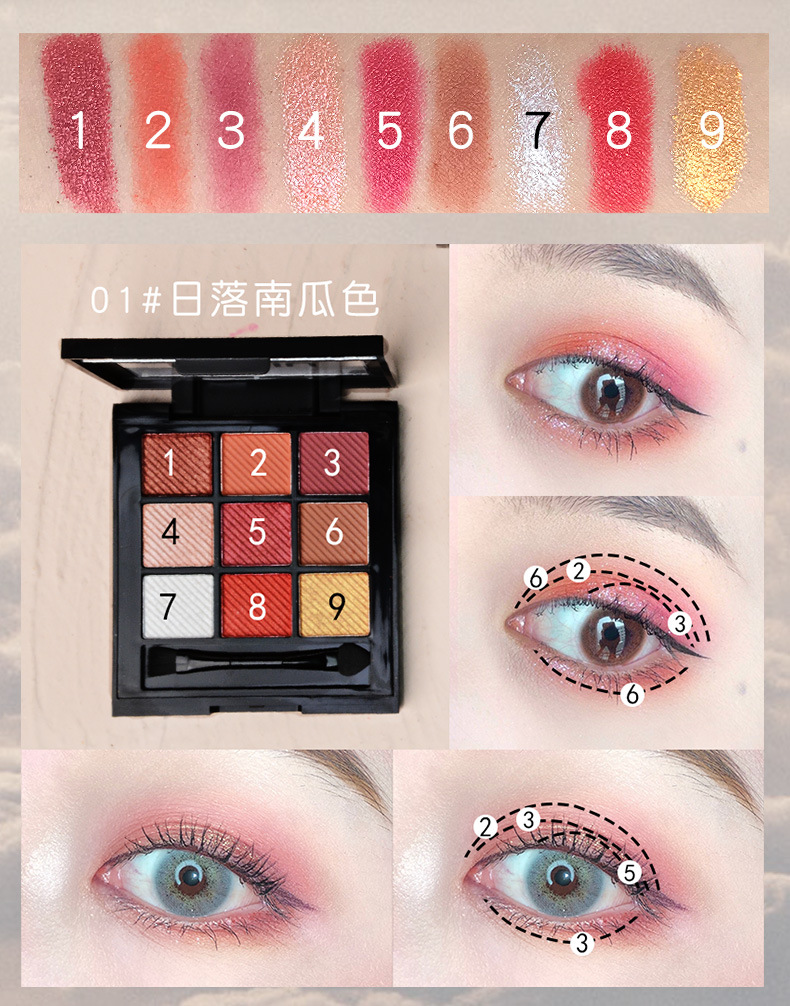 珠光哑光大地色学生款初学者九宫格眼影盘带刷网红直播李佳琦推荐