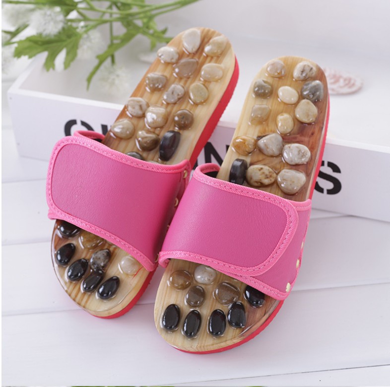 鹅卵石按摩穴位脚底按摩鞋夏季男女家居养身石头居家凉拖鞋