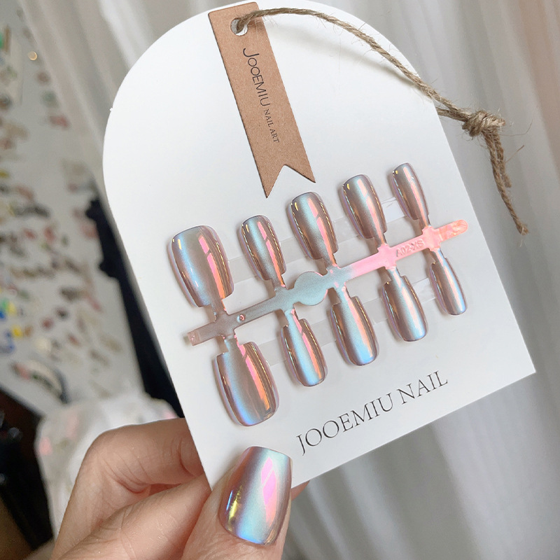 青眛网红电镀极光猫眼晶石玻璃珠猫眼美甲可拆卸穿戴预制甲片105