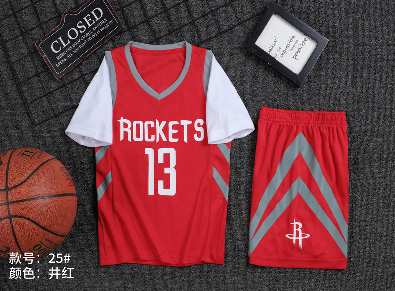 火箭篮球服同款哈登13号球衣成人儿童套装背心速干