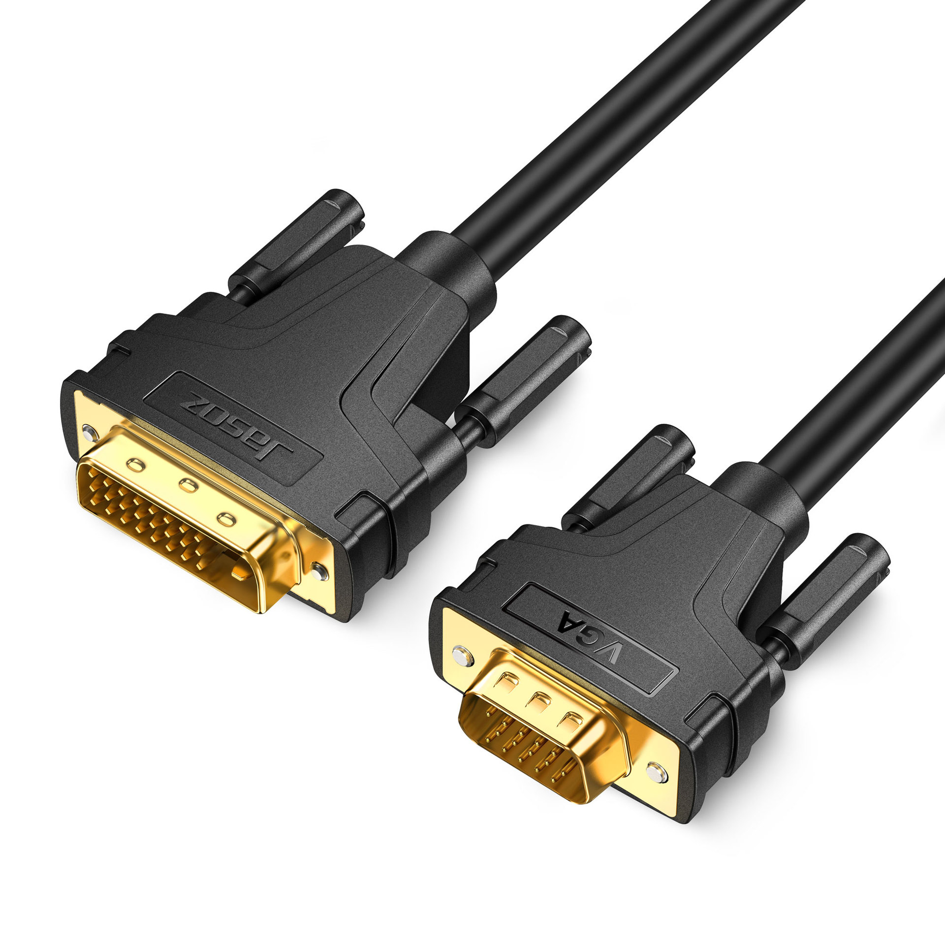 捷森dvi24 1转vga线带芯片电脑显示器投影仪转换线dvi to vga线