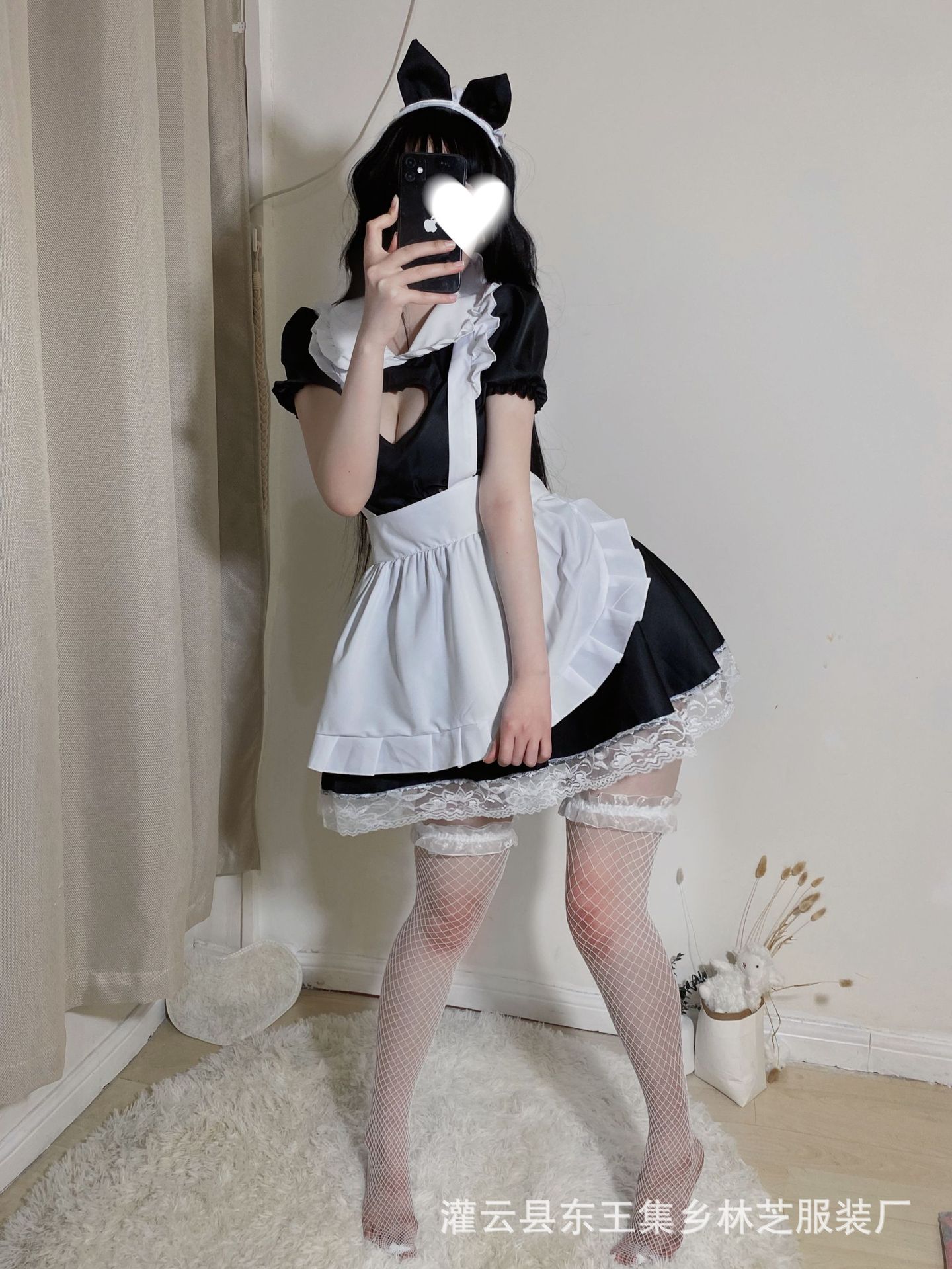 情趣内衣爱心漏空女仆装动漫女佣服套装蕾丝可爱cos带头饰和围裙