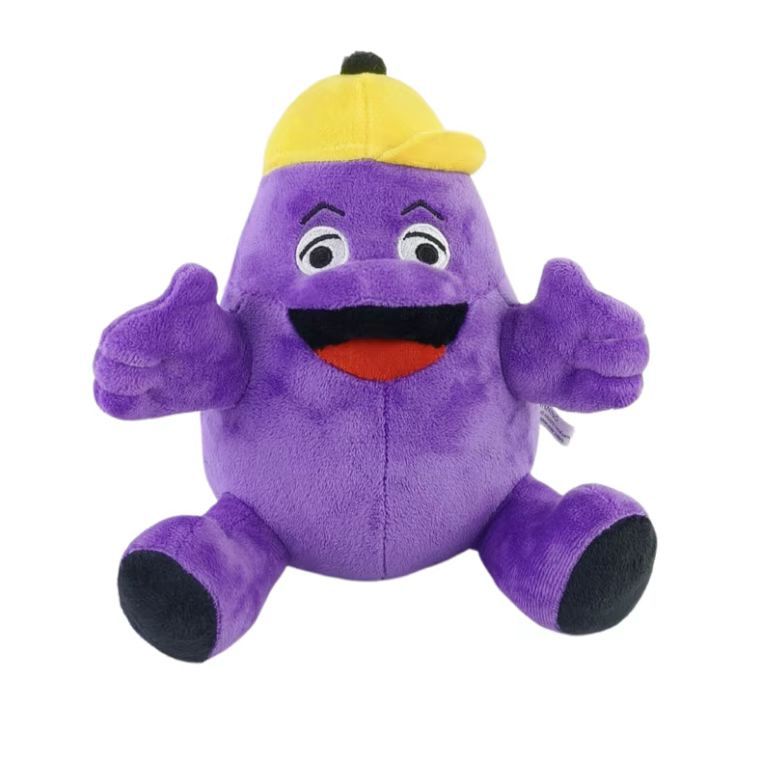 市场热销grimace shake yellow hat 紫色鬼脸奶昔怪物毛绒玩具-阿里巴
