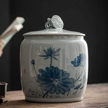 陶瓷茶叶罐哥窑手绘特大号10斤装陶瓷罐储存密封单罐普洱茶7饼