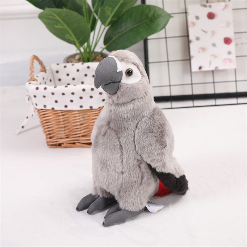 灰色玄凤鹦鹉玩偶小鹦鹉公仔仿真动物毛绒玩具模型礼物礼品