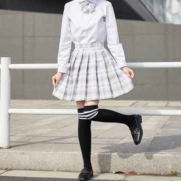 jk制服套装冰淇淋女格短裙百褶春夏季a字纯欲半身裙子