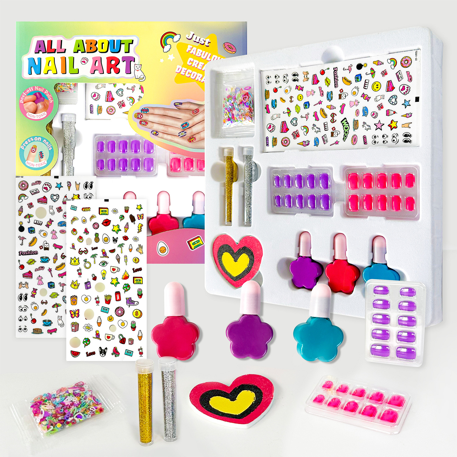 跨境儿童美甲套装礼盒可撕拉指甲油带贴纸女孩过家家儿童化妆玩具