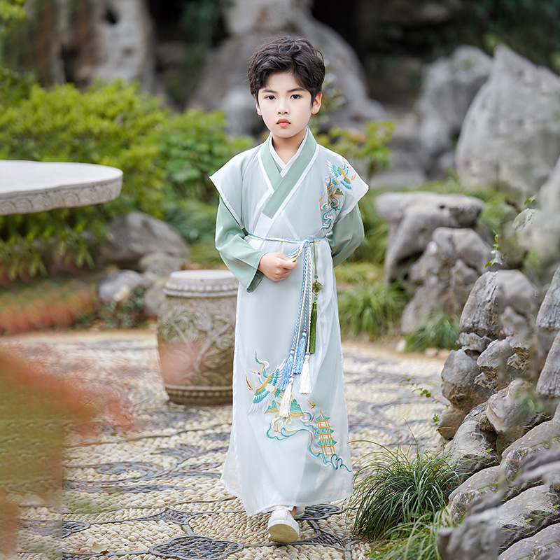 男童汉服2023新款夏季薄款儿童古装高端走秀演出服中国风唐装批发