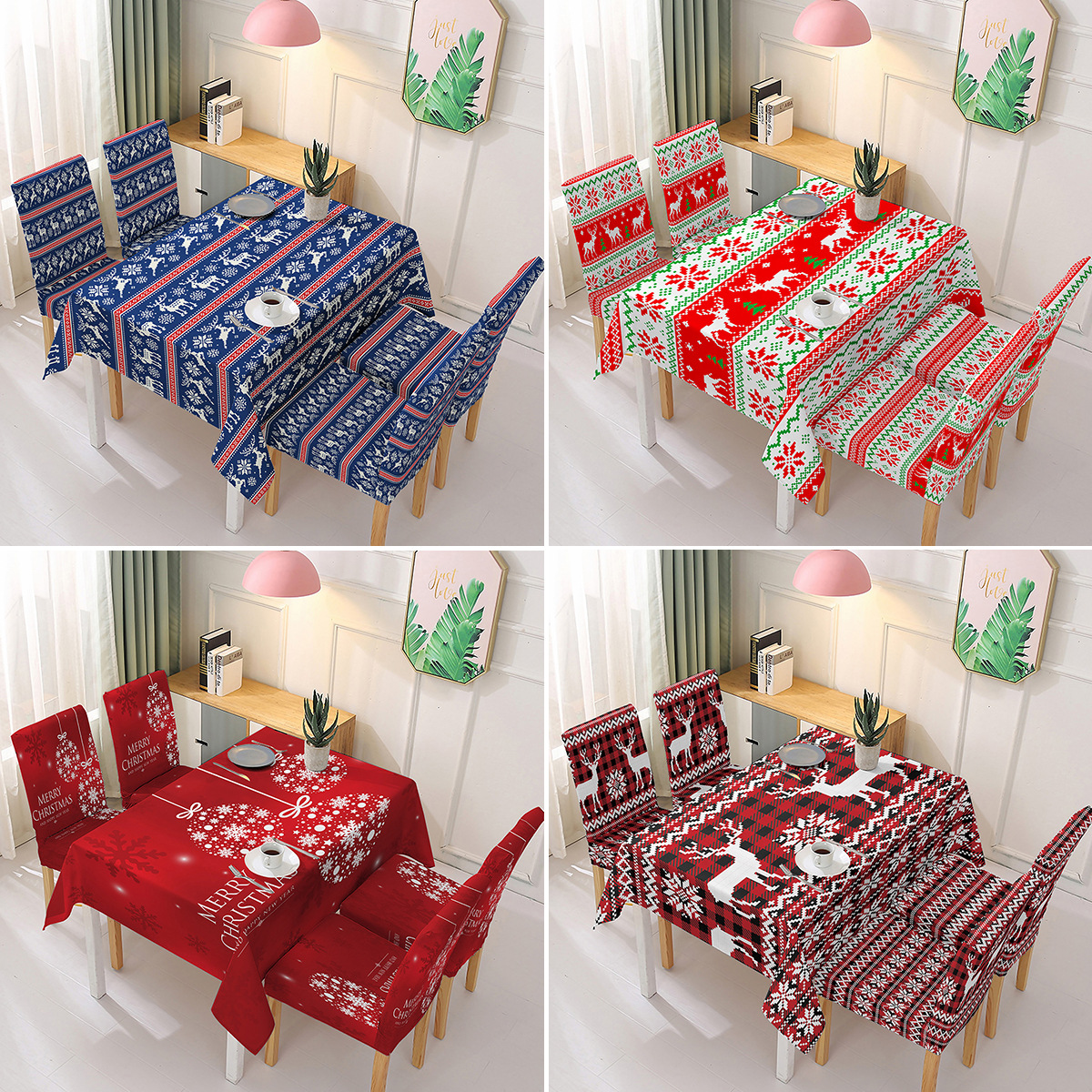 SOURCE Manufacturer Christmas Decorative Tablecloth Chair Cover Elastic One-Piece Chair Cover Printed Tablecloth Can Be Customized Pattern