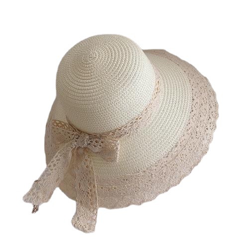 Spring and Summer Bow Lace Sun Protection Sun Hat Outdoor Travel Sun Hat Dome Beach Fisherman Hat