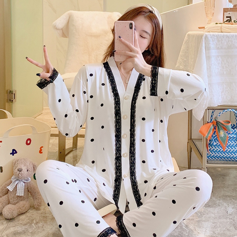 2024 summer modal maternity pajamas women postpartum confinement clothes maternity thin long sleeve nursing homewear suit