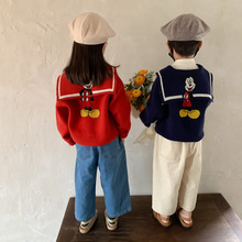 童毛衣2024春季新款韩版男童女童海军领米奇毛衣儿童洋气针织衫36