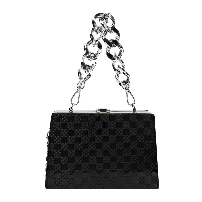 Chain Small Bag for Women 2022 New Fashion Trending Shoulder Square Plaid Small Square Bag Western Style Crossbody Box Bag