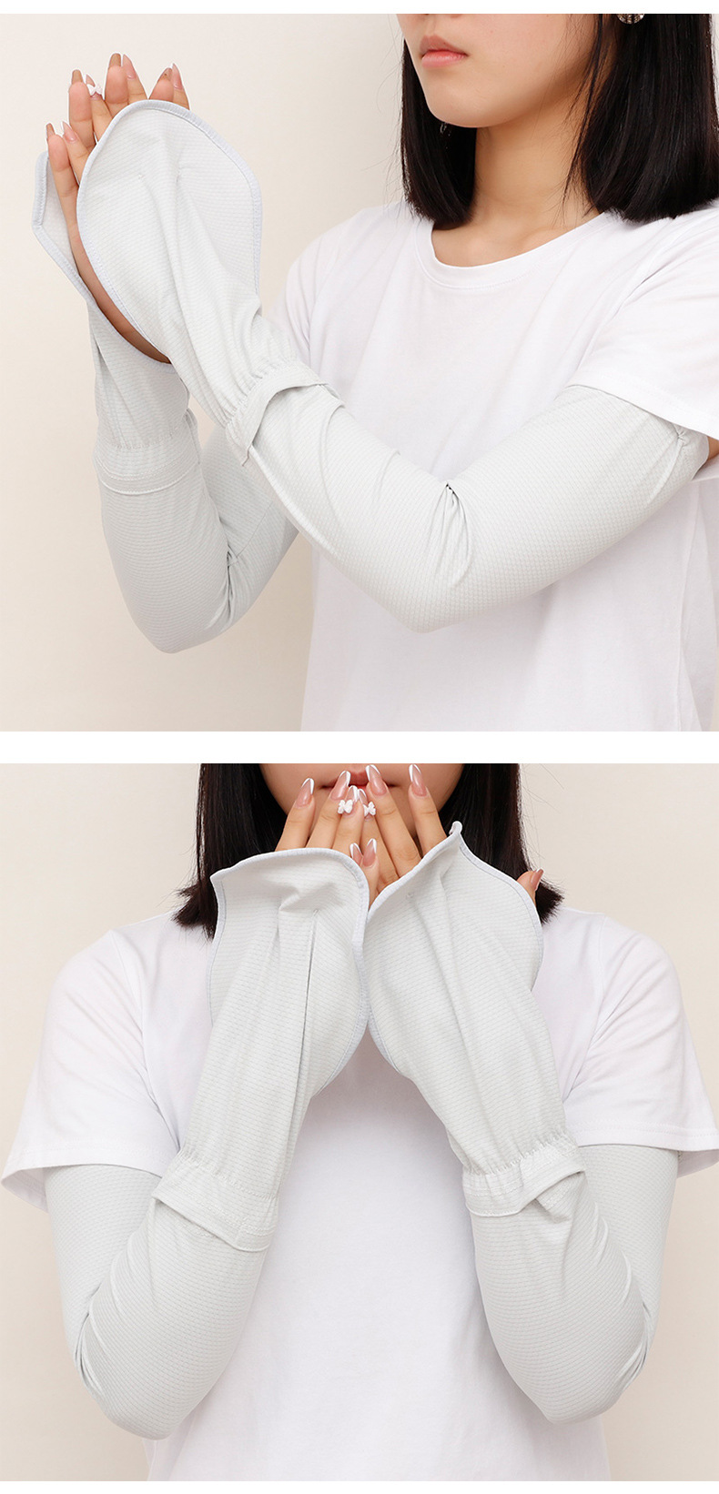 日本大码冰袖手套女夏季开车防晒袖宽松护臂骑行防紫外线冰丝袖套