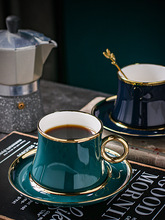 E0PB批发欧式小奢华咖啡杯精致陶瓷杯描金花茶杯碟套装简约带勺套