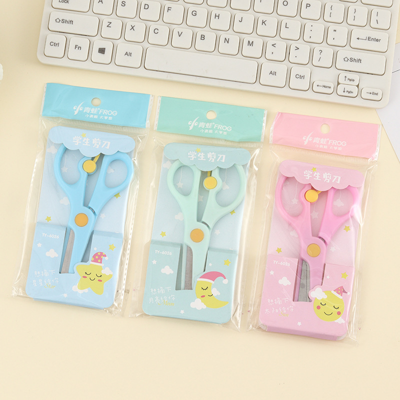 Lidemei Scissors for Students Plastic Macaron Color Safety Art Stationery Handmade Office Stainless Steel Children's Scissors