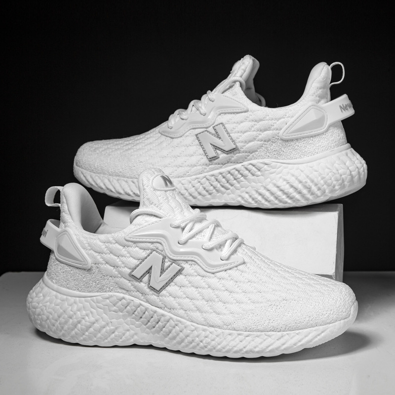 情侣款n字飞织鞋运动鞋男爆米花底轻便透气跑步鞋潮搭薄款休闲鞋