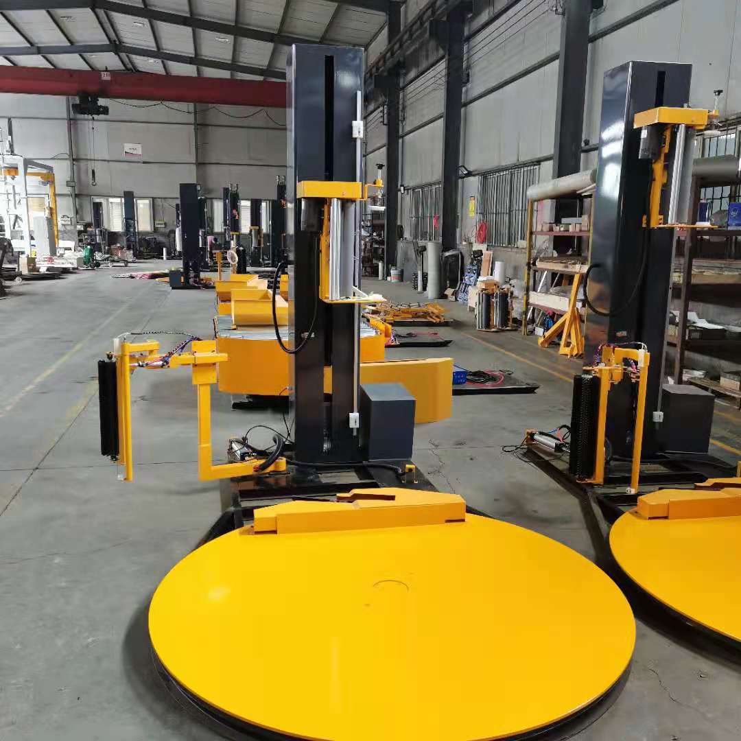 自动薄膜缠绕机全自动纸箱托盘拉伸膜缠绕机阻拉式托盘包装机