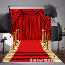 2023新款舞台红地毯摄影背景布3D窗帘摄影棚影楼背景布外贸跨境